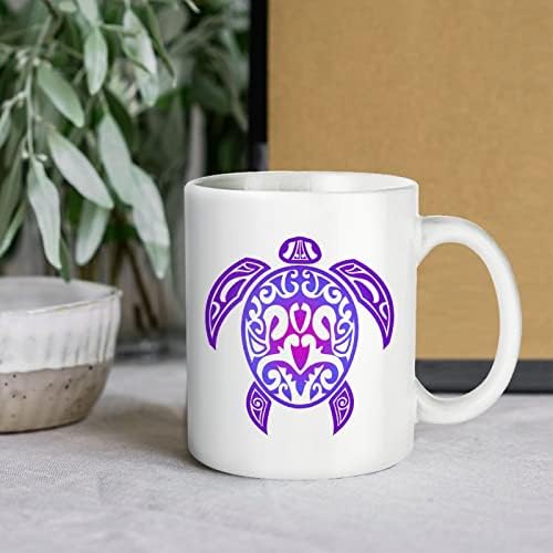 Tribal Sea Turtle Print Mug Coffee Tumbler keramička šolja za čaj Funny poklon sa dizajnom logotipa za kancelarijski dom Žene Muškarci-11 Oz bijeli
