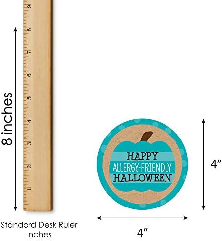 Velika tačka sreće Teal bundeve - Halloween Alergija Prijateljski trik ili naziva nijansa - Naljepnica za zabave Set od 12