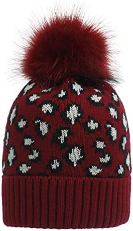 za djevojke ženska modna labava leopard tisak vunene pletene kašike toplo vjetrootlična šešir sa velikim