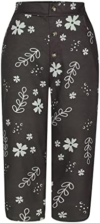 Chgbmok Ženske posteljine hlače Visoko struka palazzo pantalone sa džepovima široke noge Ležerne prilike labave