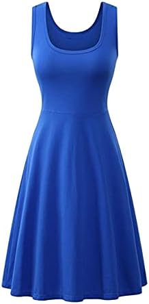 IcoDod haljina ženska 2023 ljetna casual haljina bez rukava T-izrez velikih ljuljastih metalnih