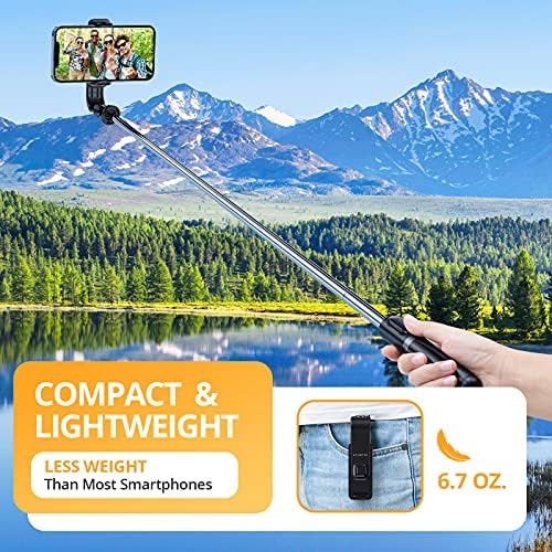 ATUMTEK 40.5 Selfie Stick stativ, proširiv & Prijenosni Bluetooth Selfie Stick s daljinskim za iPhone 13/12/12 Pro/11/XS/XR/X/8/7 Plus, Samsung, Huawei, Google, LG, Sony Android Smartphone, Crna