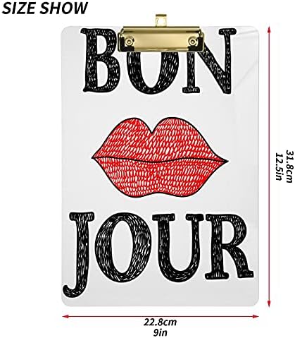 Bon Jour usta Plastic Clipboard 9 x12.5 akril Clipboards sa niskim profilom Clip A4 pismo veličine