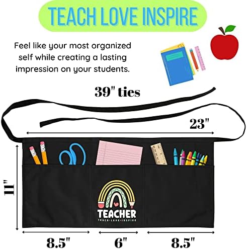 Plum Hill nastavnička pregača sa 3 džepa-Teach Love Inspire Rainbow, Školska pregača za učitelja, pregača za struk nastavnika - dnevna biblioteka za dnevni boravak u učionici