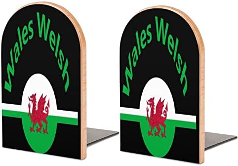 Wales velška Zastava štampana drvena knjiga završava Neklizajući dekor Bookend mali za kancelarijski