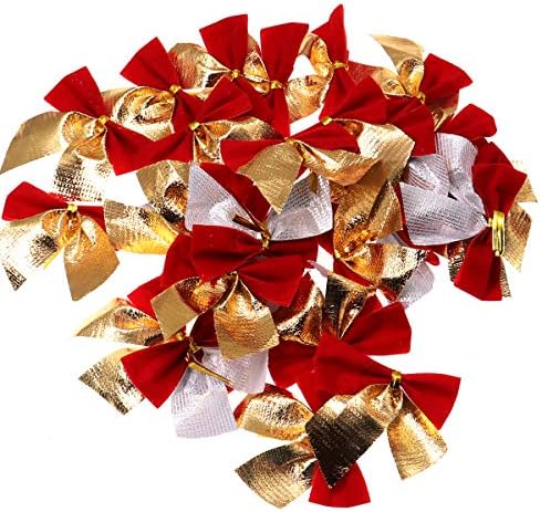 Llamevol Božićni ukras Božićni ukrasi Mini bowtie vrpca za božićno drvce Božićni vijenac poklon vjenčani ukras zlato crveno 50 paketa