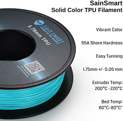 SainsMart Neon Color TPU, 1,75 mm fleksibilni TPU 3D štampač 800g, dimenzionalna tačnost +/- 0,05 mm, neonski cijan