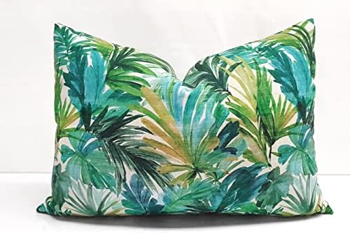 Plavi zeleni tropski listovi pravokutni jastučni poklopac - tropski dekor palmilo od listova jastuka, obalski