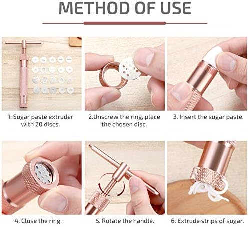 Cabilock Clay Ekstruder Clay Alloy Rotary Mould Tools Kit Squeeze Polymer Clay DIY Geometry Noodles Cake Fondant Decorating Tool Set