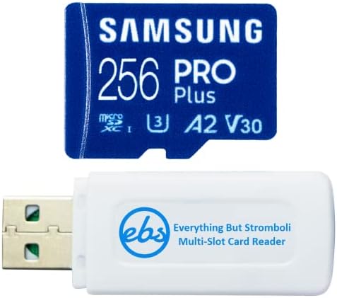 Samsung Pro Plus 256GB MicroSDXC UHS-I memorijska kartica sa adapterom za Drone - DJI Mini 3 Pro, Mavic 3 Fly, Mavic 3 Cine, Mavic 3 paket sa 1 Sve osim Stromboli Micro SD čitač kartica