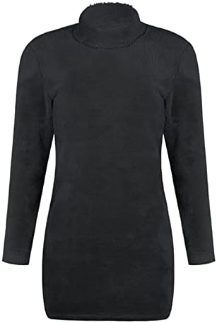 Ženska midi džemper Okrugli vrat dugih rukava plišani džemper haljina džemper dvostruke haljine
