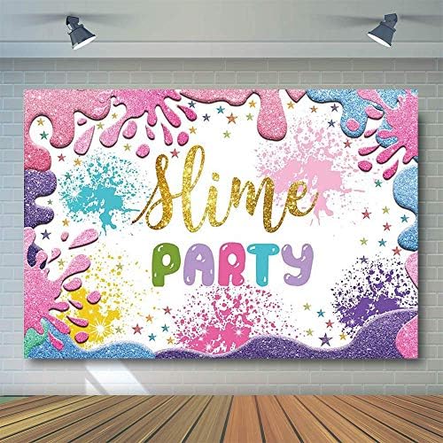 7x5ft Slime Party Backdrop Glitter Colorful Splatter Girl Baby Shower Rođendanska fotografija pozadina