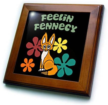 3drose Cool Funny Cute fennec Fox Feelin Fennecy Retro Groovy Cartoon-Framedled Tiles