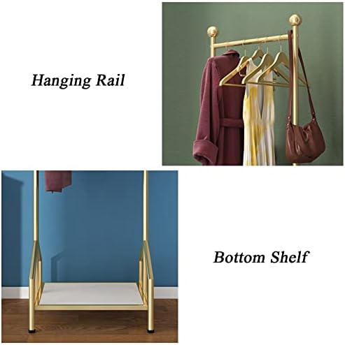 LWBLJX ZHIRONG - metalni stalak za kapute, Nordijski Samostojeći stalak za odjeću vješalica za kapute visine 165 cm sa policom za odlaganje, viseća šina za odjeću za Zlatnu odjeću za spavaću sobu, hodnik