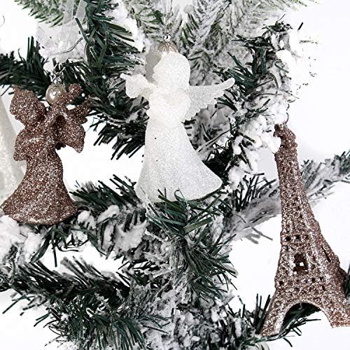 Louiesya 6kom svjetlucavi viseći anđeli Božićni ukras za ukrase za jelku svadbena zabava DIY Art Crafts, svečana dekoracija, 2 različita dizajna Anđela