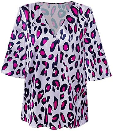 Ženska modna leoparda Ispis Dame Ležerne košulje, labavi bluza izreza
