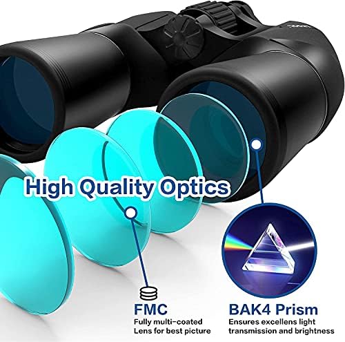 LTOOL 10x50 dvogled za odrasle, HD profesionalni/vodootporni dvogled otporan na maglu sa noćnim vidom pri