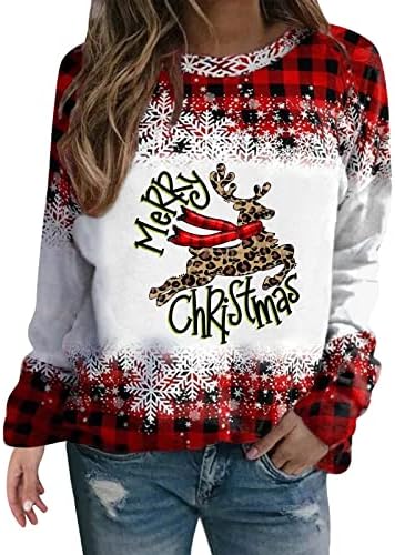 Ružni božićni džemper za žene s dugim rukavima s dugim rukavima dukserice plairani patchflake arch Rainbow