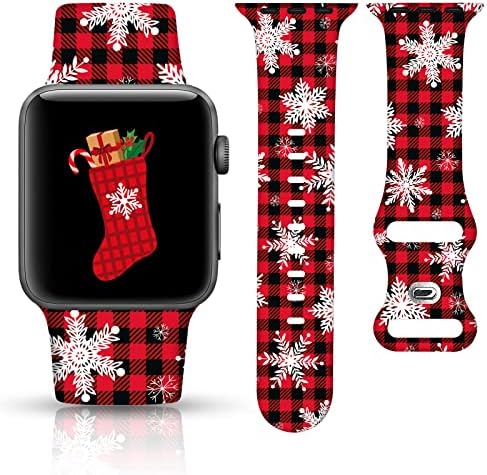 Božićni zahvalvi Pokloni Watch Band Kompatibilan sa Apple Watch Band 38mm 40mm 41mm 42mm 44mm 45mm IWATch se serije 8 7 6 5 4 3 2 1, Božić zahvalnosti Mekani silikonski sportovi za djevojake