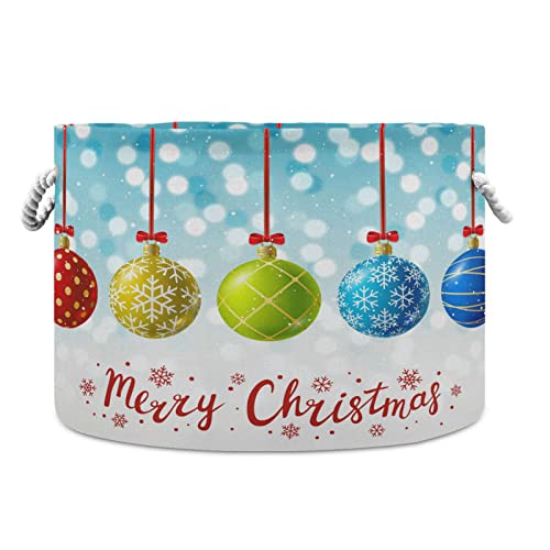 Kigai sretan božićna kugla velika okrugla košara za skladištenje s ručkom, ugradno ukrasno pranje