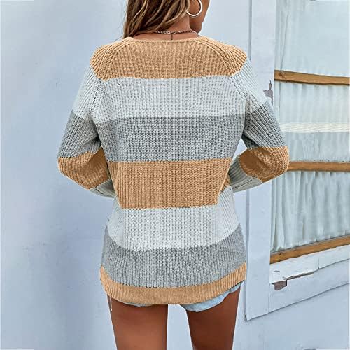 Ženski džemper za vrat za brod Bluze Salounge Tops Dugi rukav Colorblock Jesen Zimske bluze 2023 Odjeća Trendi GN