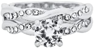 2023 Nova srebrna pržena tijesto uvijanje geometrije Rhinestone prsten za angažman prsten full dijamant
