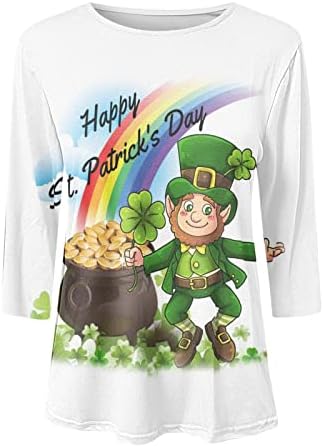 Gufesf St Patrick Majice za žene, žene slatko smiješno Saint Patricks Dnevna majica 3/4 rukava Shamrock T majica na vratu