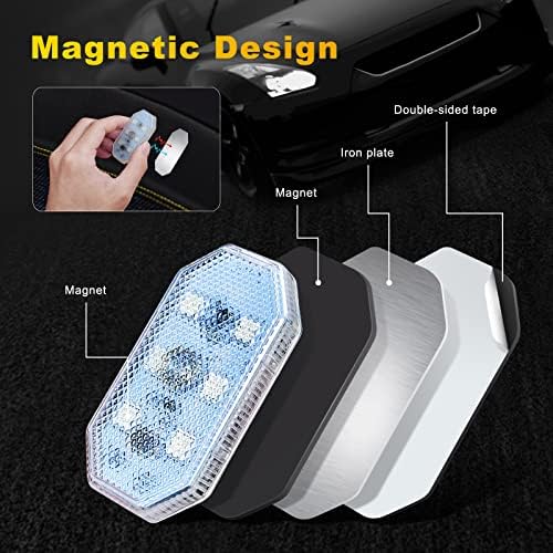 Bežična LED svjetla za unutrašnjost automobila, MAODANER 4kom 7 boja Mini USB punjiva svjetla za noćno