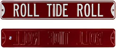 Alabama Roll Tide Roll zvanično licencirani Authentic Steel 36x6 Crimson & White Street Sign