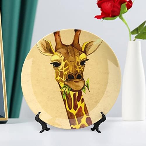 Giraffe tiskana kostna Kina Dekorativna ploča okrugla ploča sa zaslonom sa zaslonom za početnu kancelarijsku