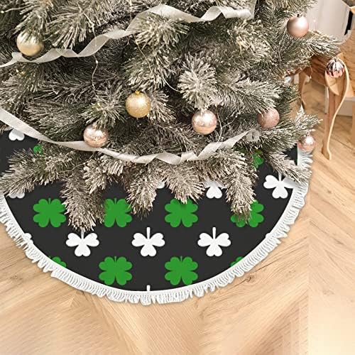 Xollar 48 inč Velika božićna suknja Mat Green White Clover, ukrasi Xmas stablo za zimsku zabavu Nova godina sa tesselima
