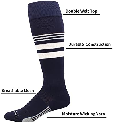 Youper prugaste bejzbol čarape preko teleta, omladina & amp; veličine za odrasle
