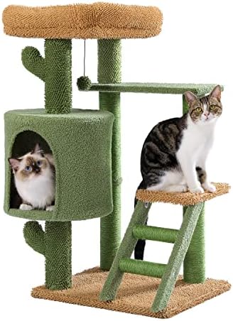 Mino Kesper Cat Tree 41 inča visok mačji stub za grebanje za zatvorene mačke stalak za penjanje za mačke sa plišanim Smuđom & meka viseća mreža na više nivoa mačića