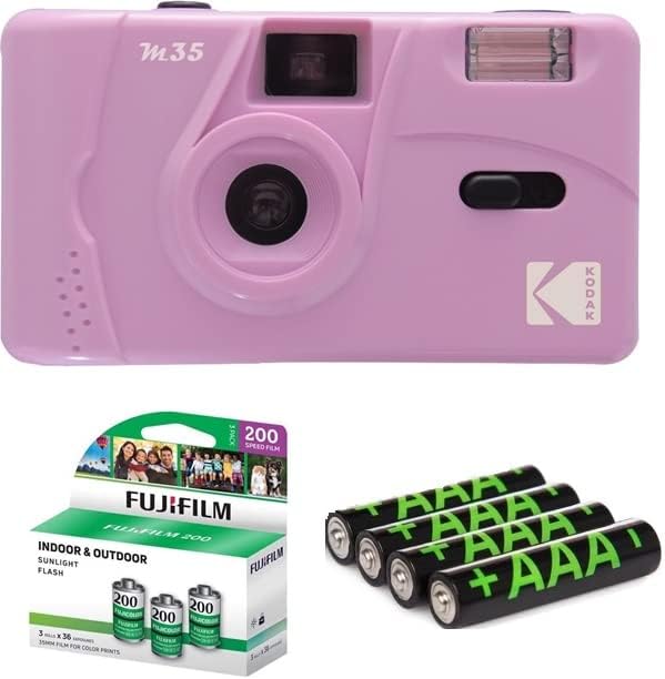 Kodak M35 35mm filmska kamera, film i paket baterija: uključuje 3 pakovanja Fujifilm negativnih filmova u boji, 4 pakovanja AAA alkalnih baterija
