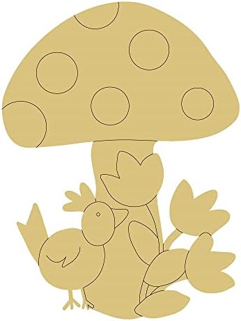 Mushroom design Line izrez opružni dekor za djecu zanatska vješalica za vrata MDF oblik platna stil 4