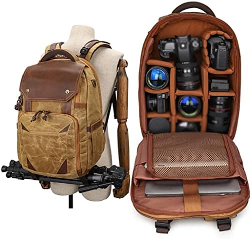 Cxdtbh vodootporna fotografija Retro Batik platneni kožni ruksak W USB Port Fit 15,4 inčni laptop