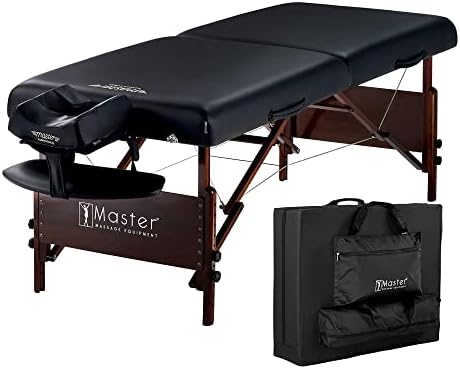 Master masaža 30 Del Ray sto za masažu prijenosni lagani, SPA krevet profesionalni, stol za masažu Podesiva visina, PU koža, sa besplatnom torbicom za nošenje i postoljem za lice-Crna…
