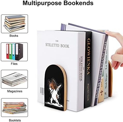 Dabbing Papillon pas Drvo Bookends teške držače knjiga za police dekorativne knjige Završava