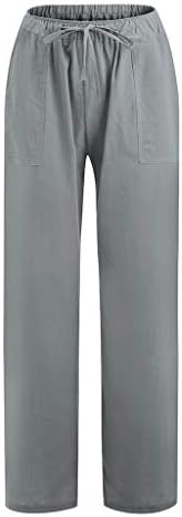 DSODAN Ležerne prilike Palazzo Pant s džepovima Ženske pamučne patvene pantalone elastične struke