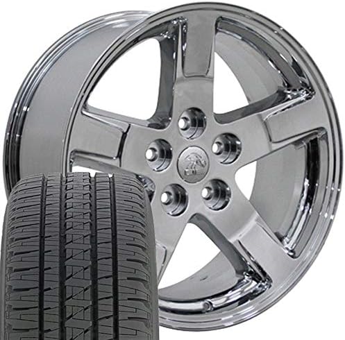 OE Wheels LLC 20 inčni naplatci odgovara Chrysler Aspen Dakota Durango Ram 1500 Ram Style DG62 Chrome 20x9 Rims Hollander 2364 BDA gume set