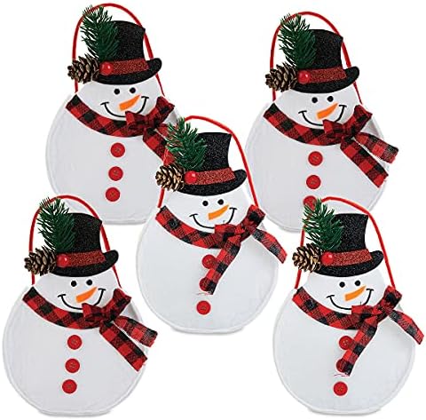 Snjegović Joy Božić felt treat torbe - Set od 5 kesa za poslastice, 5 x 7 za djecu Holiday Party nastavnici dekoracije