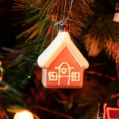 PEETEEPOE 8kom Božić viseći ukrasi za jelku, Shatterproof Božić kugle dekoracije, srebro Little House
