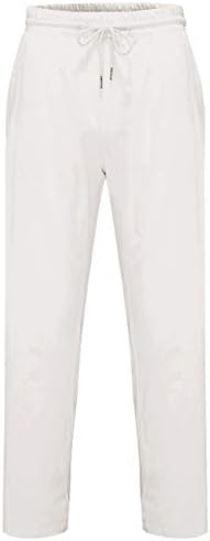 Iwoo muške pamučne lanene pantalone sa vezicama elastični struk Casual Jogger pantalone za jogu
