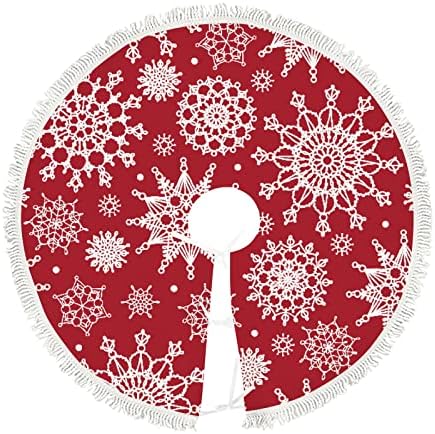 Baegutly Svojine pahulje crvena sredina božićna Nova godina zimska božićna suknja na poklopcu za bazu kraljeva za Xmas Holiday Party ukras ukras 48 inčni