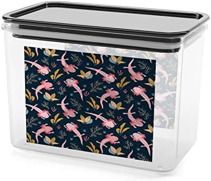 Slatka kutija za odlaganje Axolotl vektorskog uzorka plastične posude za organizatore hrane
