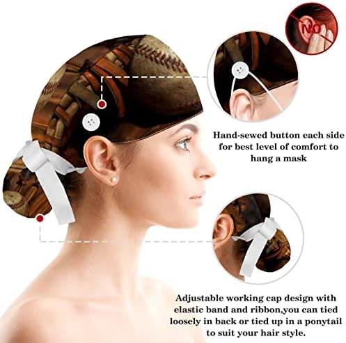 Idealno za devojčicu za devojčicu Radni šešir podesivi kape za piling sa dugmićima i luk kosu za medicinske