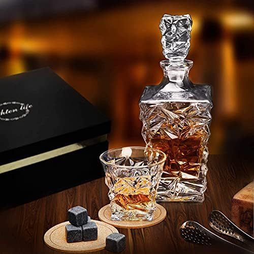 Set dekantera za viski sa čašama, kristalni dekanter za alkohol sa 4 čaše u Premium kutiji, Bourbon Setovi dekantera