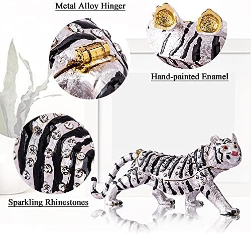 YU FENG bijeli tigrasti figurini trinketi šarkeni kolekcionarski kristali Bejeweled emajlirani ukrasni držač prstena za životinje