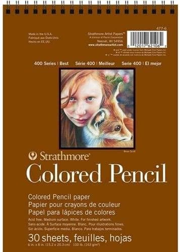 Strathmore 400 serija u boji olovka Pad, 6 & # 34; x8 & # 34; žica vezan, 30 listova