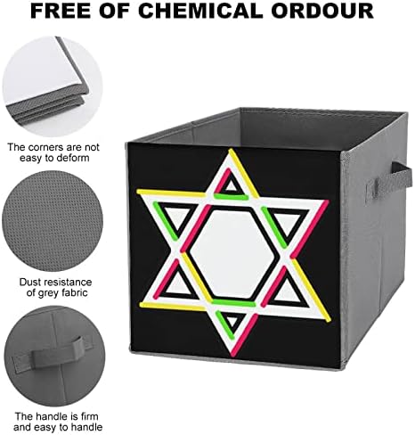 Šarene židovske zvjezdičke slikovne kockice za skladištenje kutija 11 inča Sklopivi kante za pohranu s ručkama